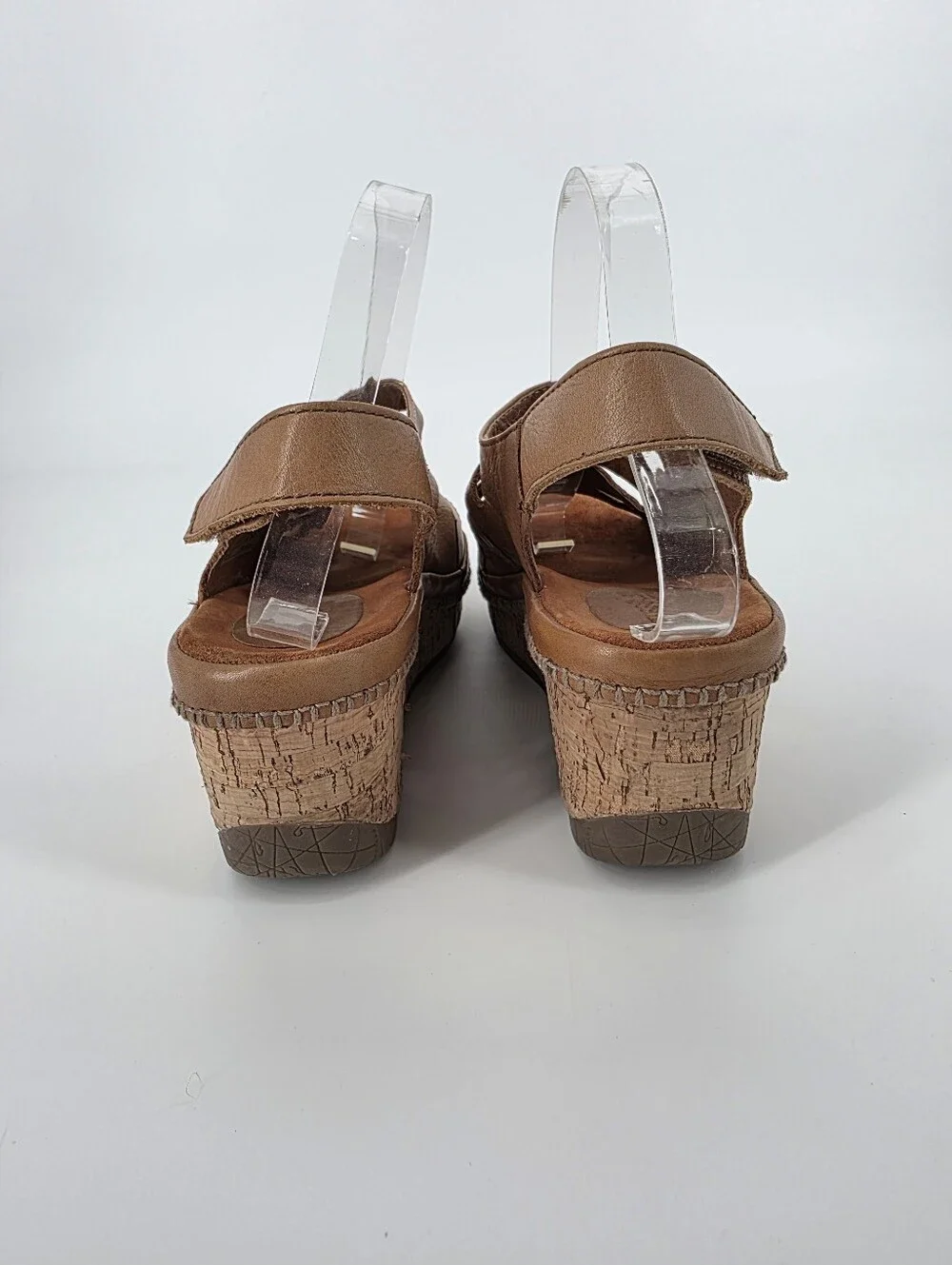 Bussola Formentera Toffee Leather Cork Wedge Sandals, Sz 40